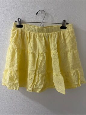 wild fable Pale Yellow Eyelet Tiered Mini Skirt
